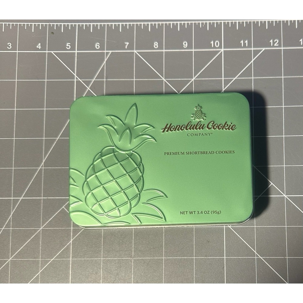 2026 Honolulu Cookie Company - Empty Metal Green Gift Tin, 5" x 4" x 1.5"